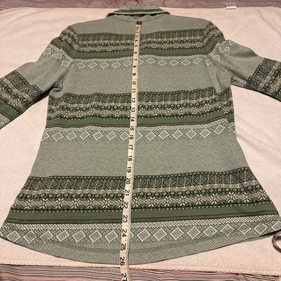 Old Ranch 1/4 Zip Pullover Sweatshirt Green Geometric Aztec Top Women Size S GUC - Picture 9 of 9